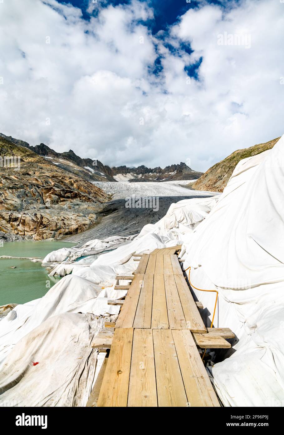 Der Rhonegletscher, die Quelle der Rhone am Furkapass in der Schweiz Stockfoto