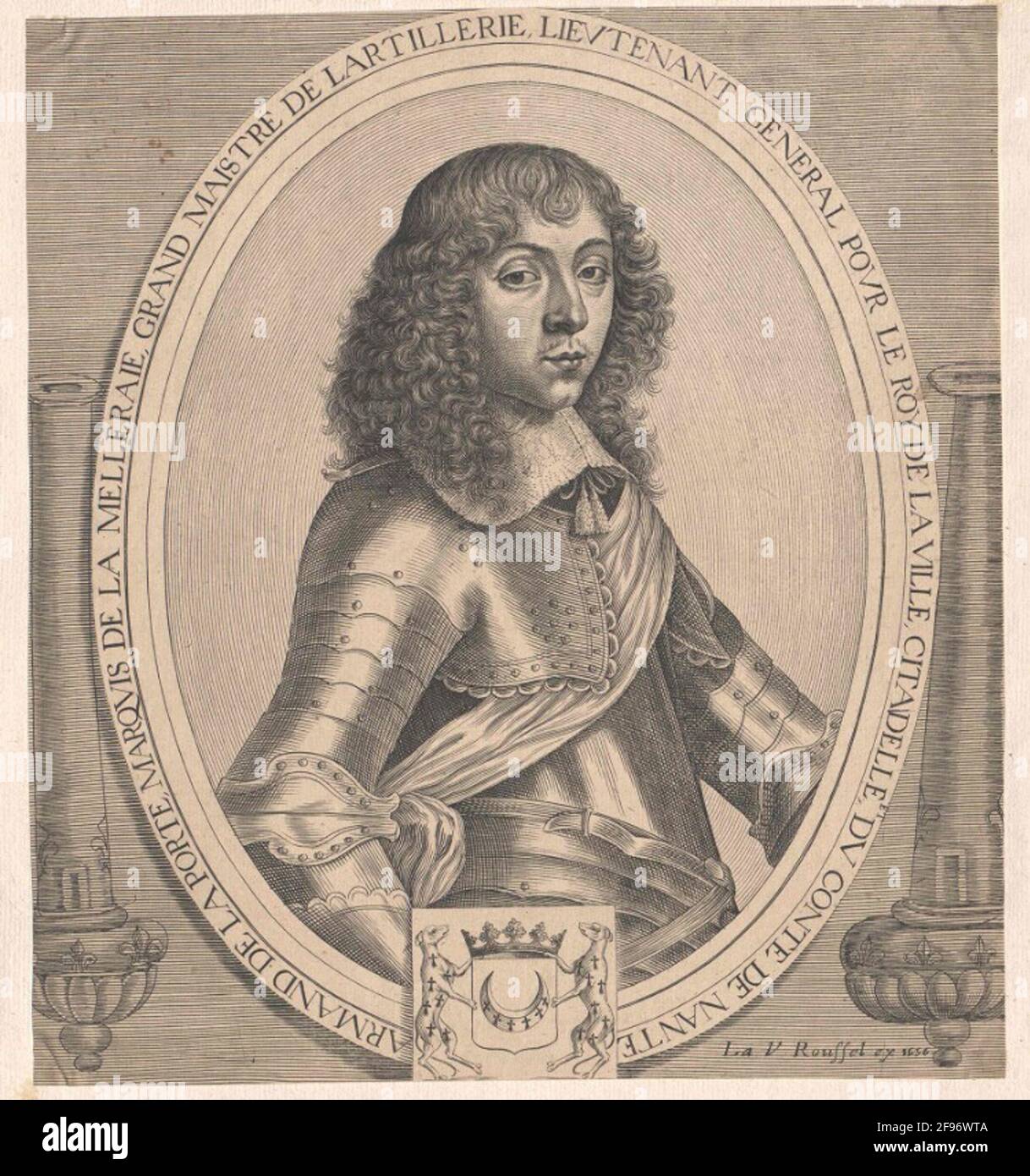 Die Tür von La Meureraye, Duc de Mayenne und Mazarin, Armand Charles de. Stockfoto