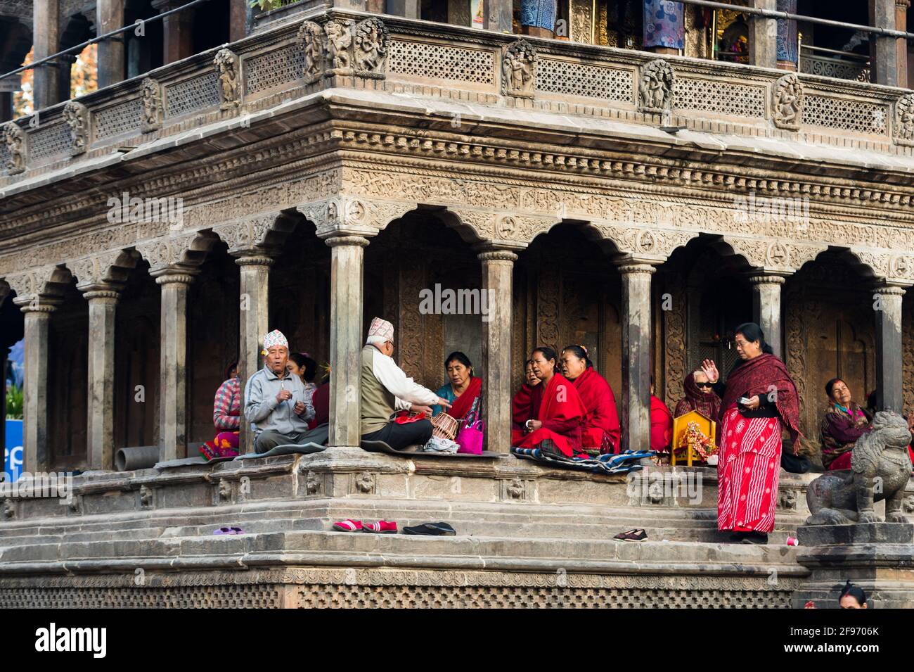 Der Durbar Square, mit dem Krishna Mandir Stockfoto