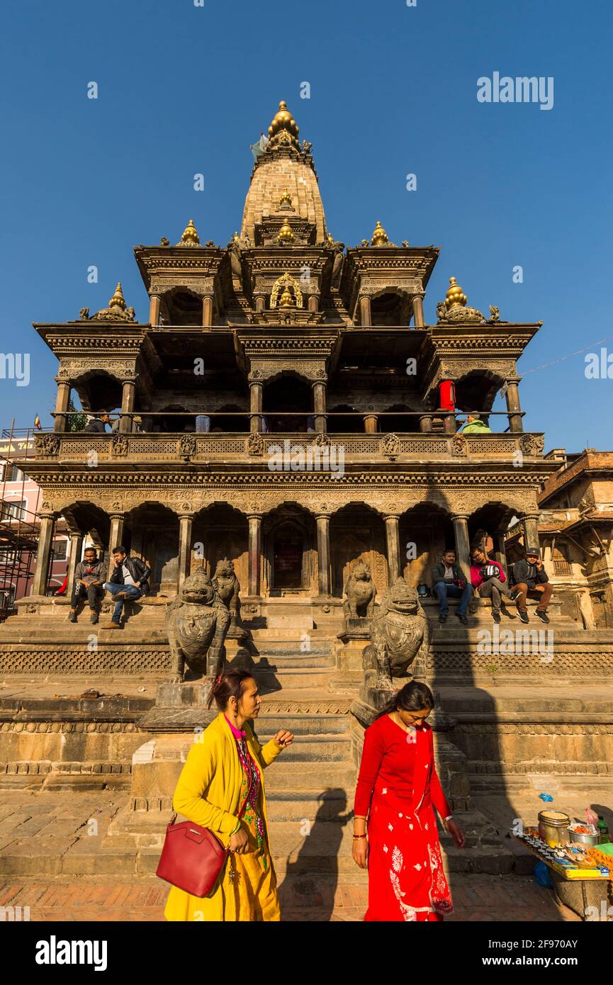 Der Durbar Square, mit dem Krishna Mandir Stockfoto