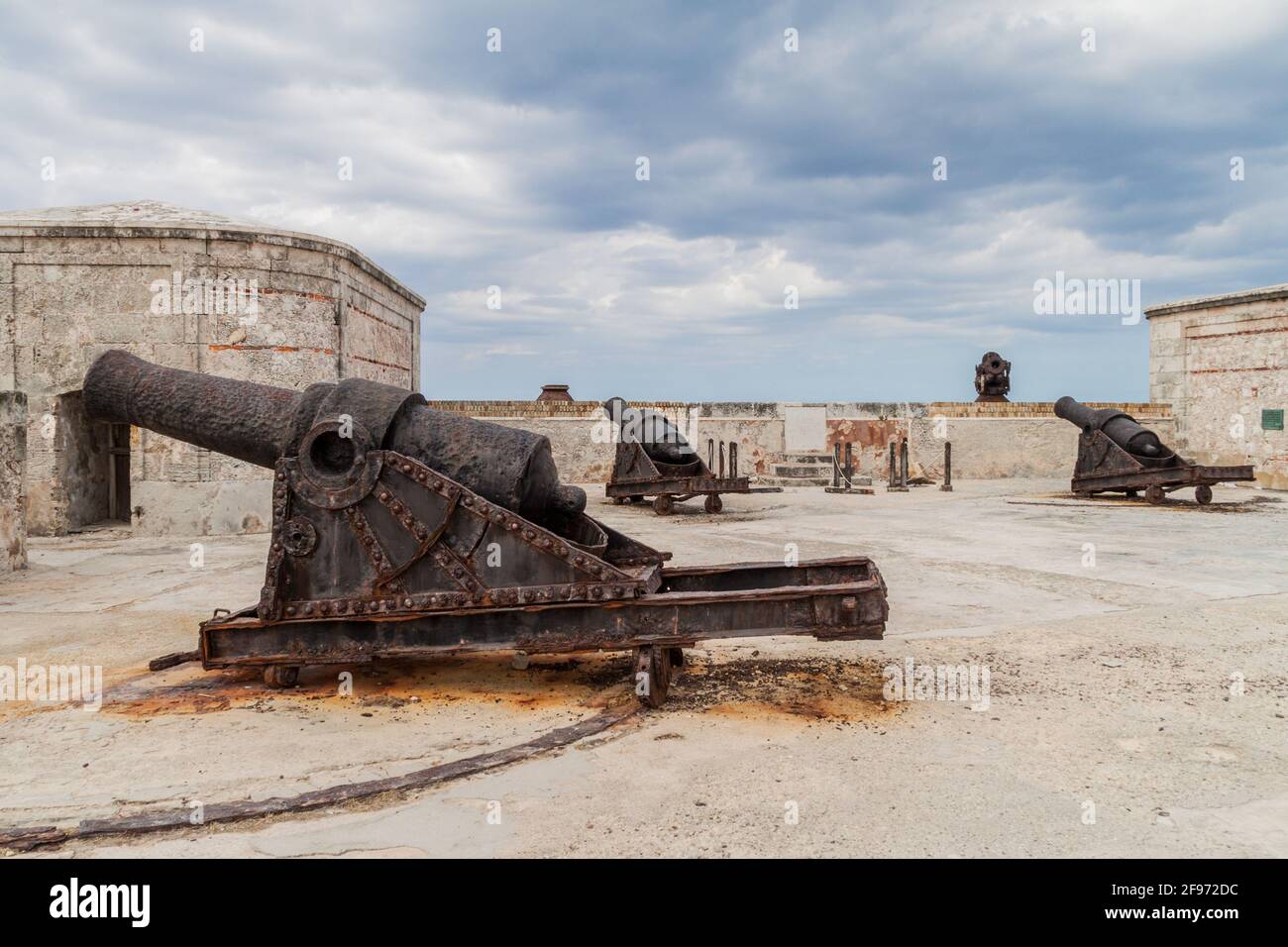 Kanonen auf dem Schloss Morro in Havanna, Kuba Stockfoto