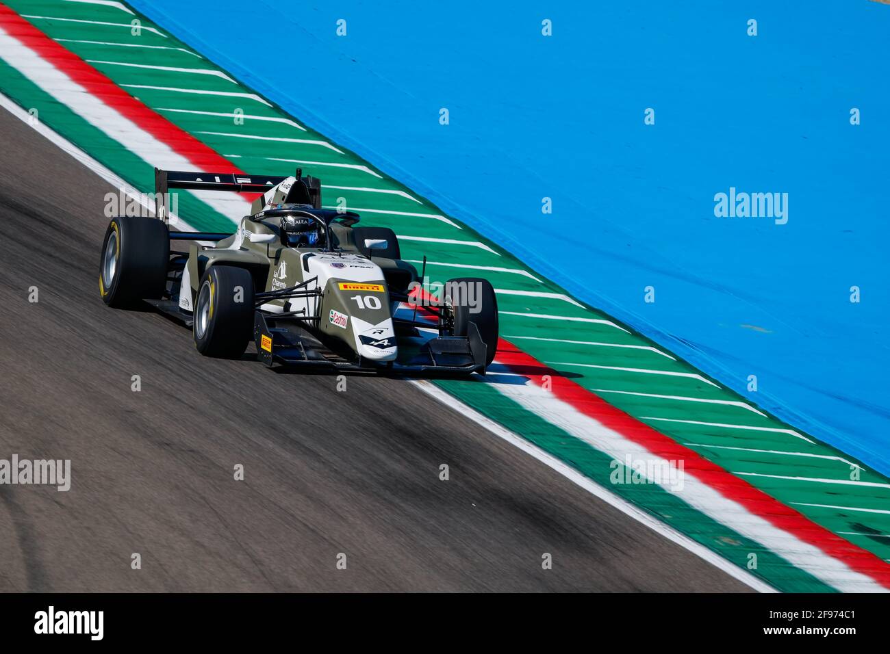 Imola, Italien 16/04/2021, 10 DAVID Hadrien, R-ace GP, Aktion während des 1. Rennens der Formel-Regional-Europameisterschaft 2021 von Alpine vom 16. Bis 18. April 2021 auf dem Autodromo Internazionale Enzo e Dino Ferrari, in Imola, Italien - Foto Florent Gooden / DPPI Stockfoto