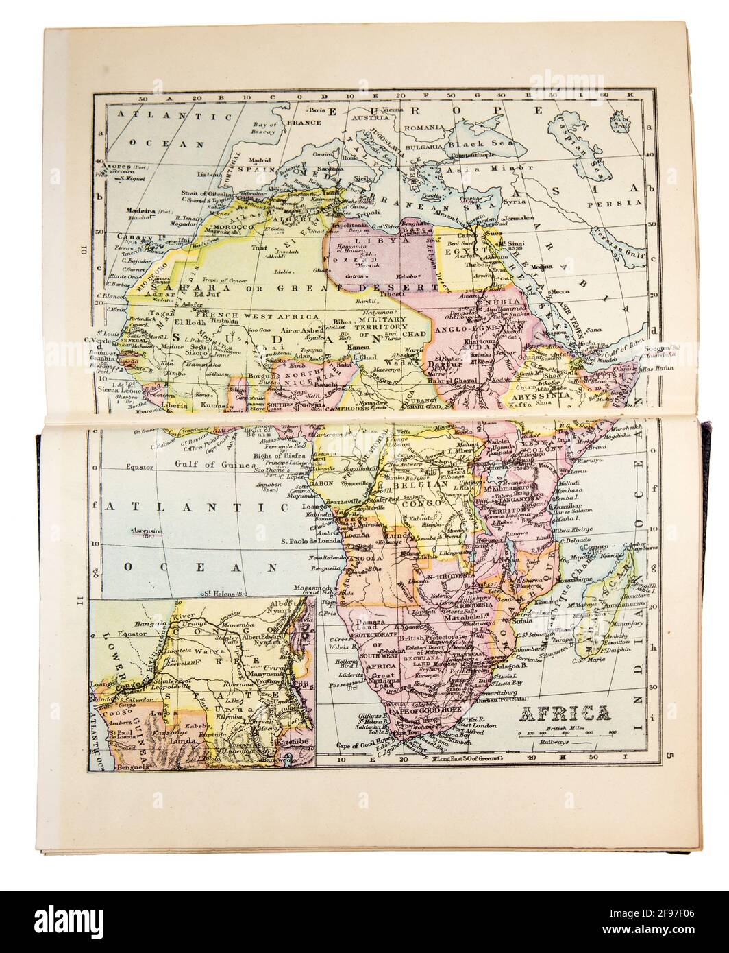 Karte von Afrika in der New Standard Encyclopedia and World Atlas, veröffentlicht von Odhams im Jahr 1932 Stockfoto
