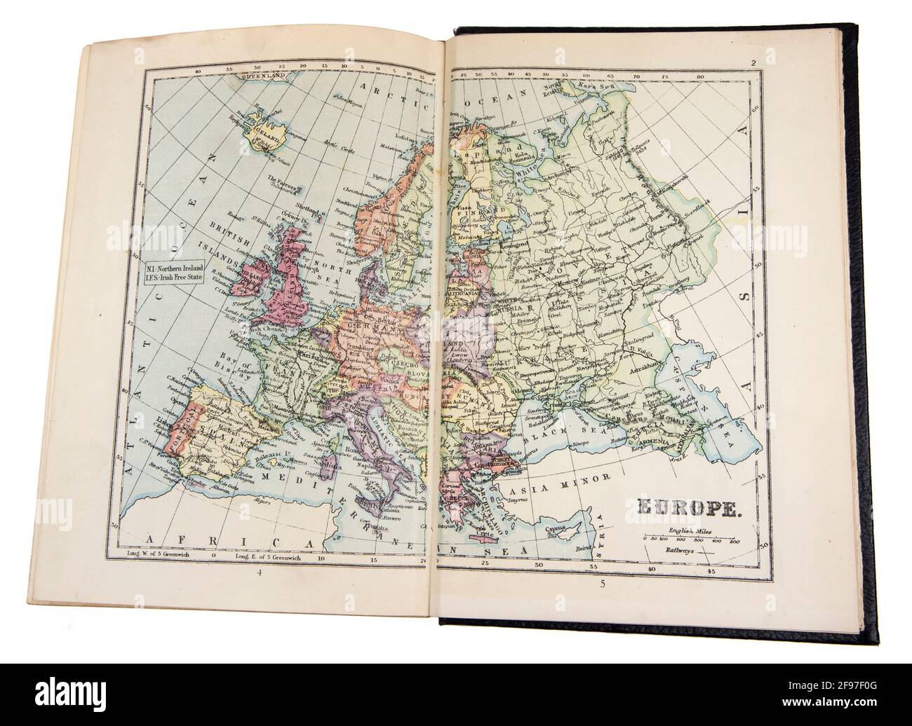Europakarte in der Neuen Standardenzyklopädie und dem Weltatlas, veröffentlicht von Odhams im Jahr 1932 Stockfoto