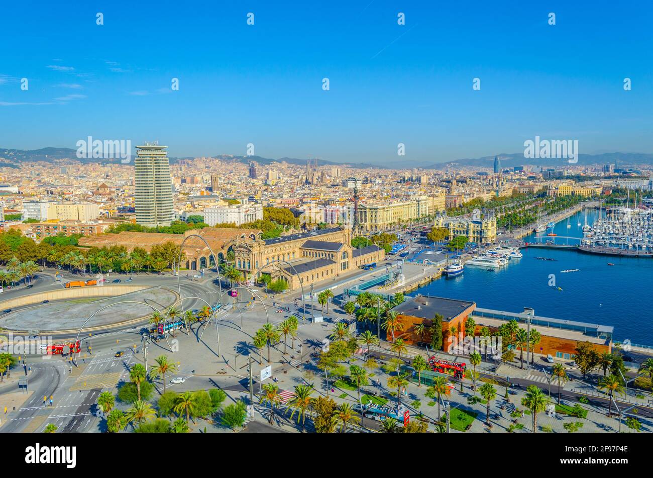 Steuereinsammlerbüro, Hafenbehörde von Barcelona Gebäude und Denkmal A Colom, Spanien Stockfoto