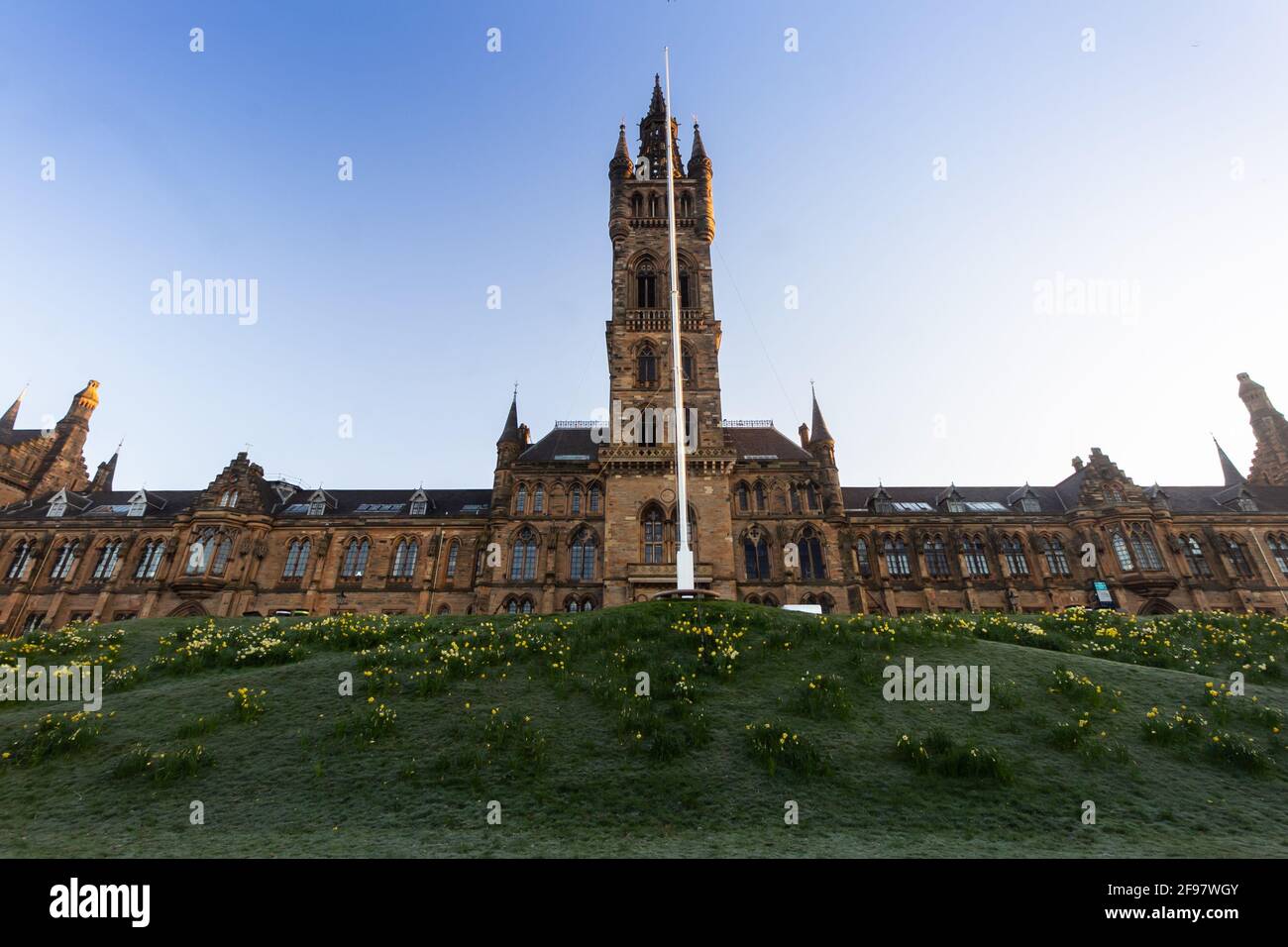 Glasgow University bei Sunrise Stockfoto