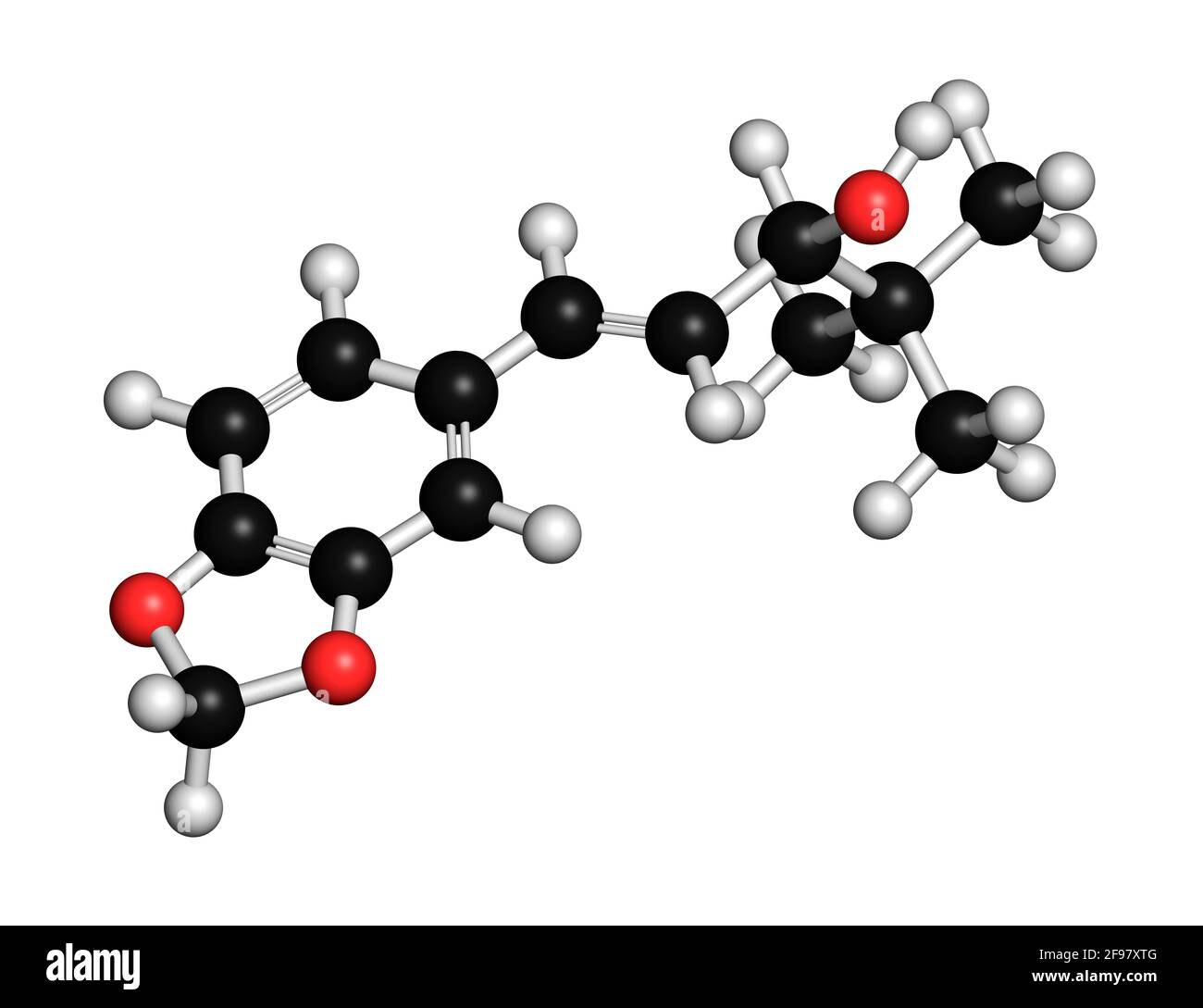 Stiripentol-Epilepsie-Medikamentenmolekül, Illustration Stockfoto