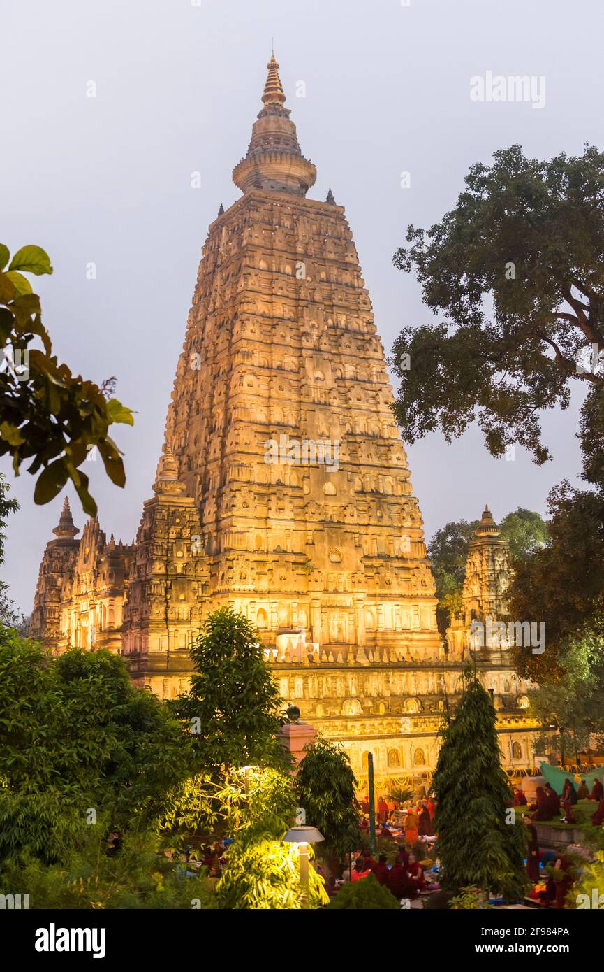 Indien, Bodhgaya, Szenen am Mahabodhi-Tempel Stockfoto