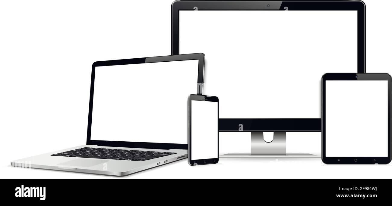 Computerbildschirm, Laptop, Tablet, Handy-Modell Stock Vektor