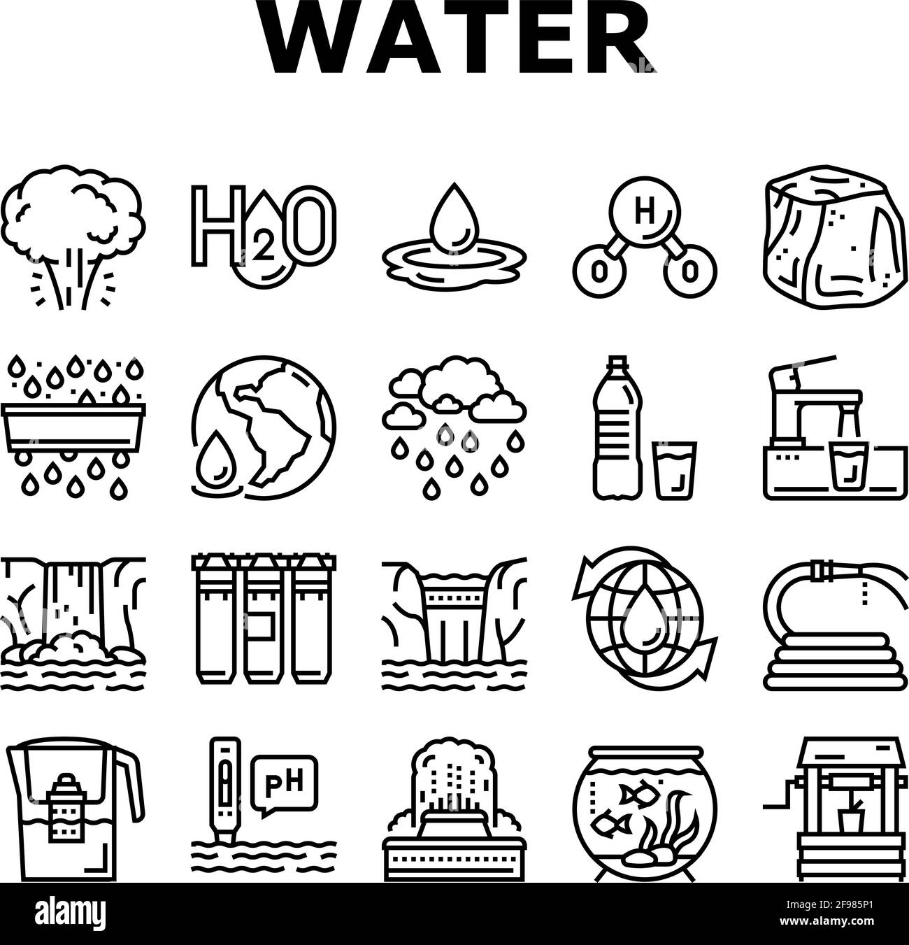 Symbole Für Die Sammlung Der Wasseraufbereitung Set Vector Stock Vektor