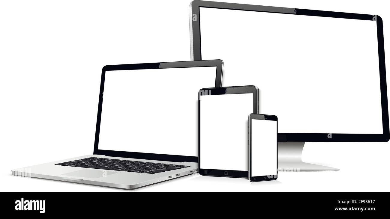 Modell des Bildschirms des digitalen Geräts. Smartphone, Tablet, Laptop, Computerbildschirm mit leerem Bildschirm. Stock Vektor