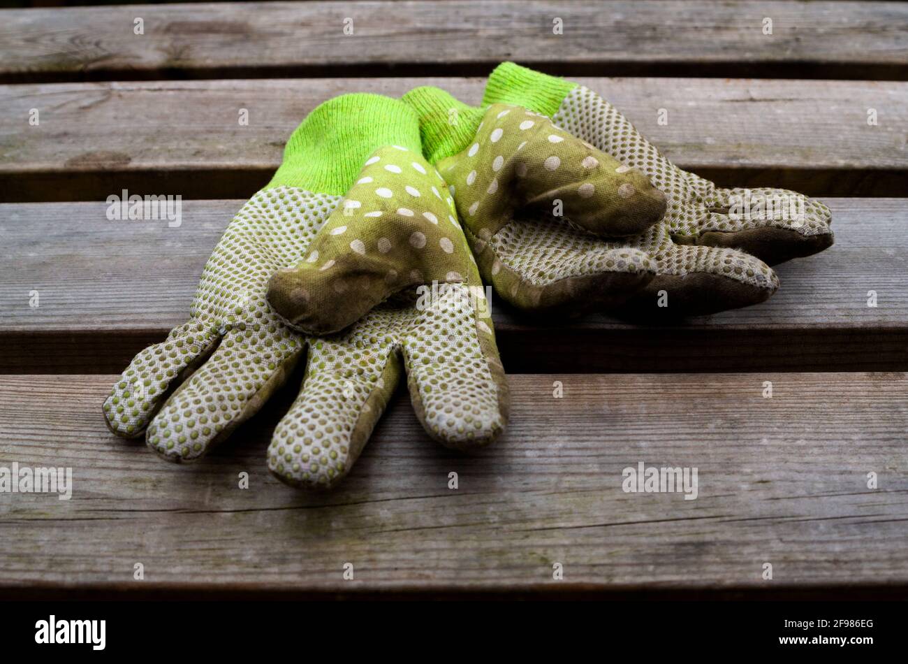 Gartenhandschuhe warnen Stockfoto