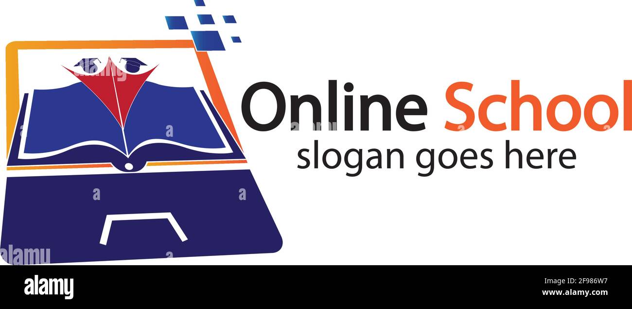 Designvorlage für das Logo von Online Education. Logo-Design für Online-Kurse. Logo für Online Learning Stock Vektor