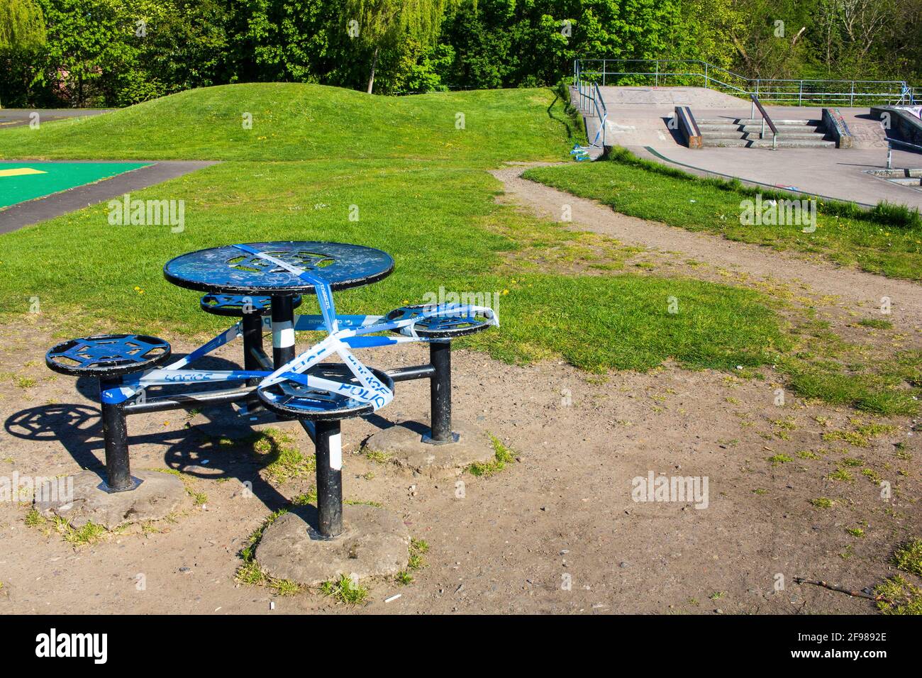 Der Spielpark ist während der Sperre geschlossen Stockfoto