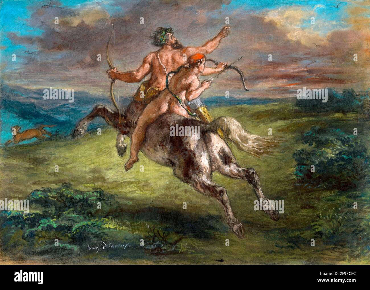 Die Erziehung von Achilles - Eugene Delacroix, um 1862 Stockfoto