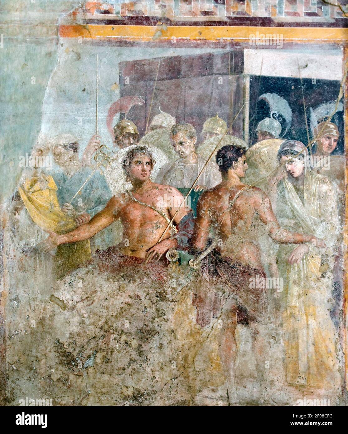 Achilles' Übergabe von Briseis an Agamemnon, aus dem Haus des tragischen Dichters in Pompeji, Fresko, 1. Jahrhundert n. Chr. Stockfoto