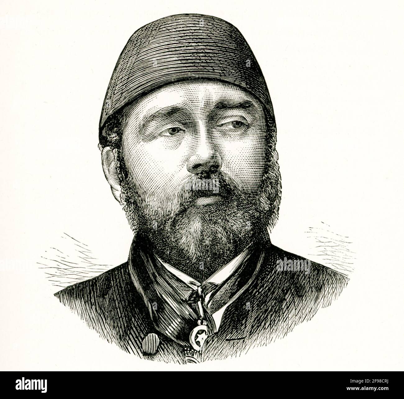 Ismail Pascha (Ismail Pascha), bekannt als Ismail der Magnificent, war der Khedive von Ägypten und Eroberer des Sudan von 1863 bis 1879, als er auf Geheiß Großbritanniens entfernt wurde. Von 1863 bis 79 diente er als Vizekönig Ägyptens unter osmanischer Oberhoheit. Seine Verwaltungspolitik, insbesondere die Anhäufung enormer Auslandsverschuldung, trug maßgeblich zur britischen Besetzung Ägyptens im Jahr 1882 bei. Stockfoto