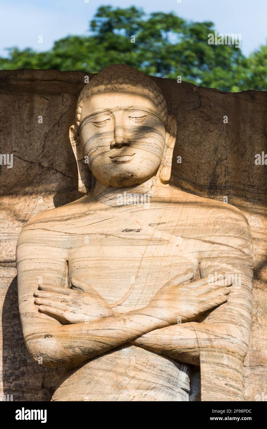 Sri Lanka, Poonnaruwa, Gal Vihara Tempel, Statue, Detail, Stockfoto