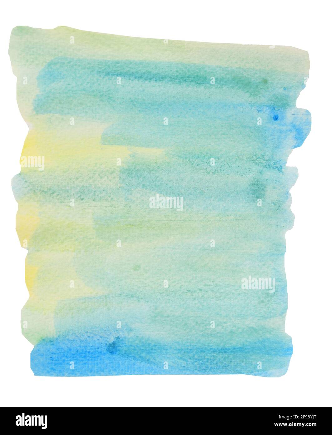 Abstraktes Muster blau mit grüner Farbe und gelb isoliert auf weißem Hintergrund, Illustration Aquarell Handzeichnung und gemalt auf Papier Stockfoto