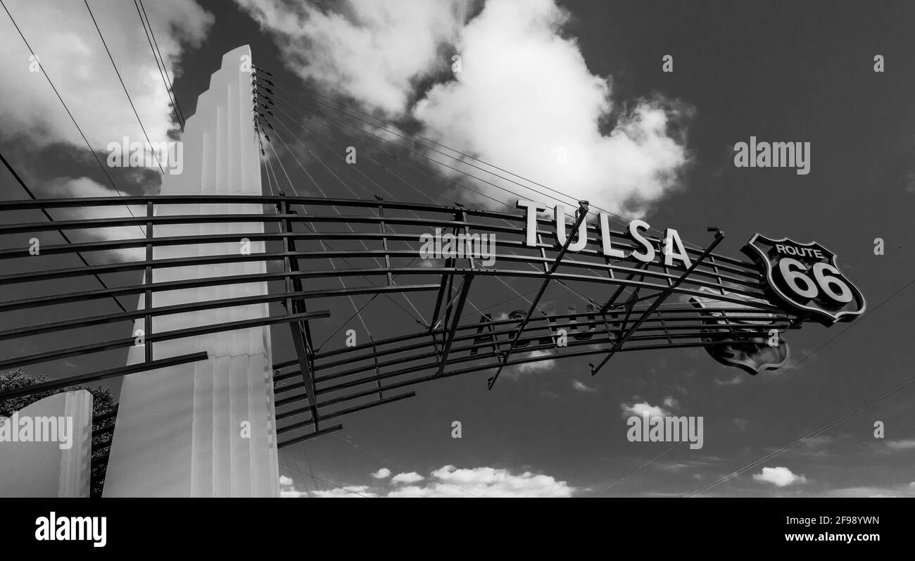 Das berühmte Route 66 Gate in Tulsa Oklahoma - USA 2017 Stockfoto