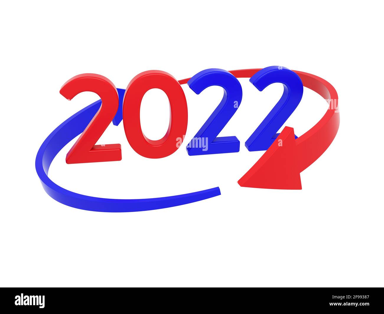 Neues Jahr 2022 Kreatives Designkonzept - 3D gerendertes Bild Stockfoto
