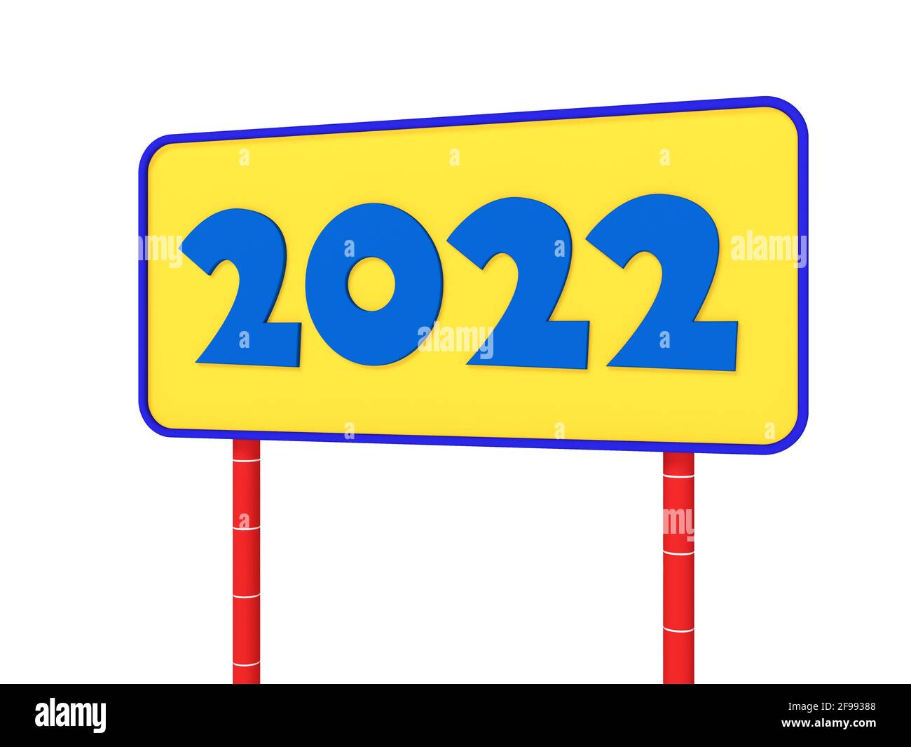 Neues Jahr 2022 Kreatives Design-Konzept mit Schild - 3D-gerendertes Bild Stockfoto