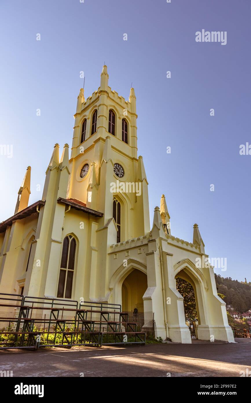 Fassade der Christ Kirche an der Ridge Road großen offenen Raum & Hub aller kulturellen Aktivitäten, im Herzen von Shimla, der Hauptstadt von Stockfoto