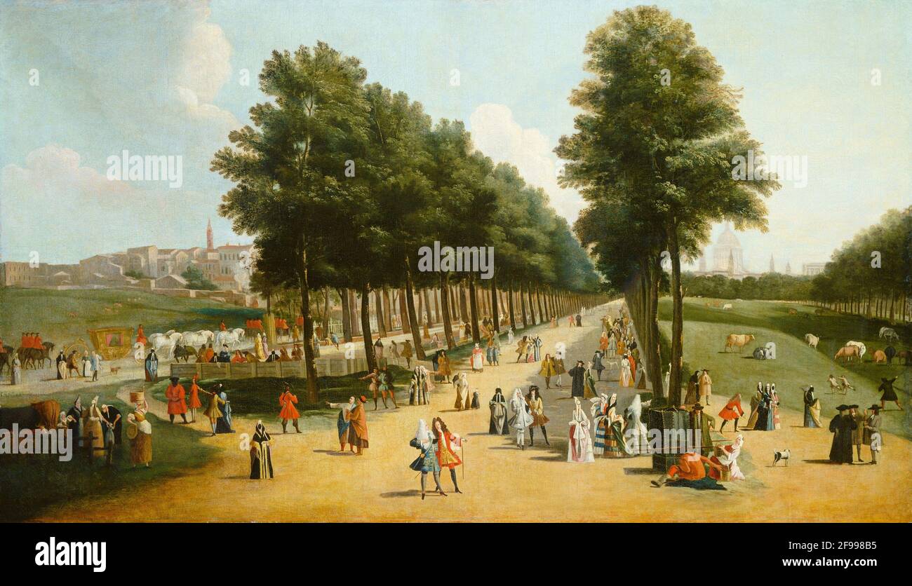Blick auf die Mall im Saint James's Park, nach 1709-1710. Stockfoto