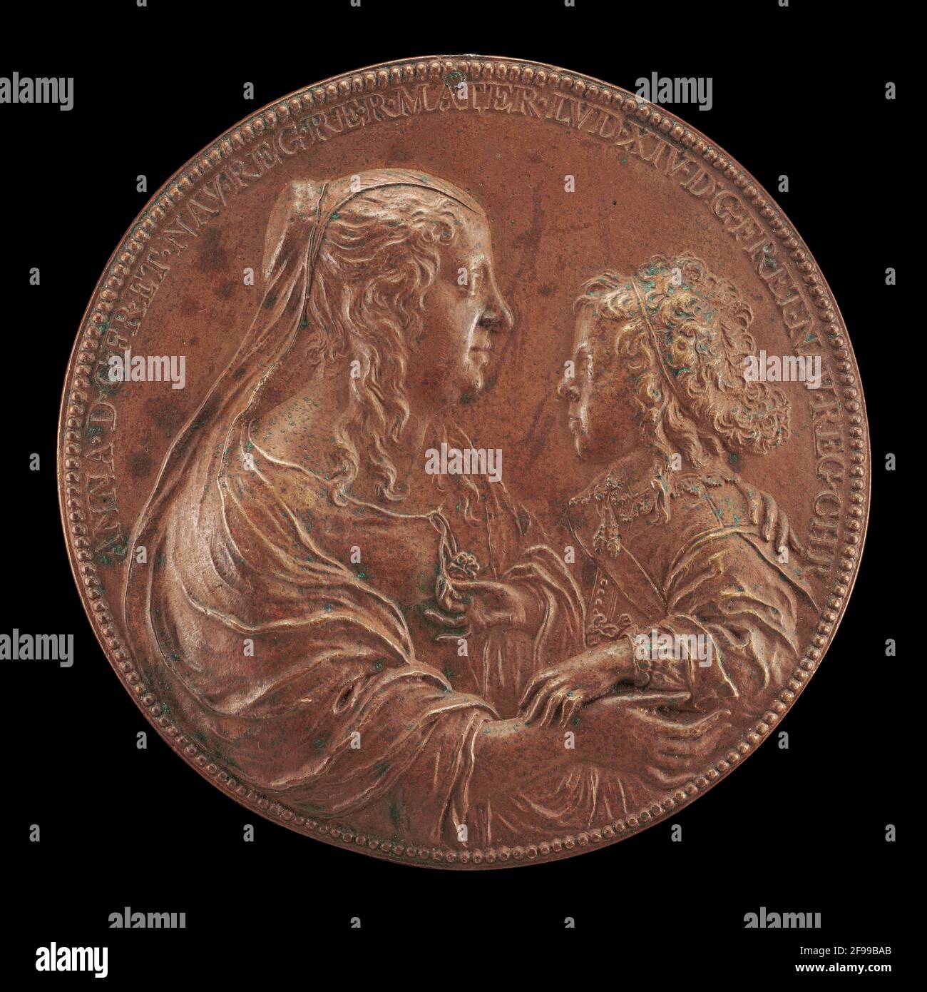 Ludwig XIV., 1638-1715, König von Frankreich 1643, und seine Mutter Anne von Österreich, nach 1645. Stockfoto