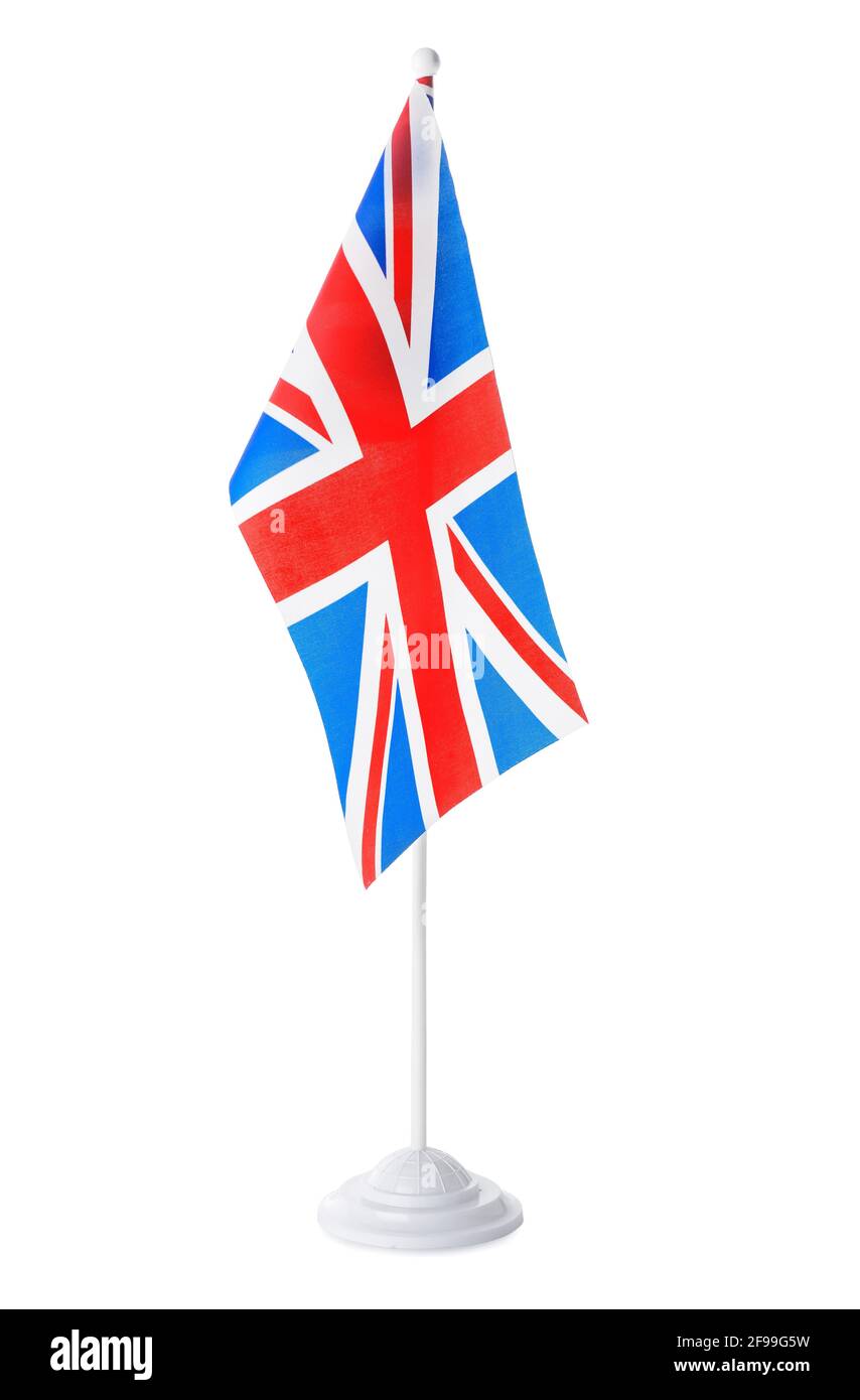 Nationalflagge des Vereinigten Königreichs auf weißem Hintergrund Stockfoto