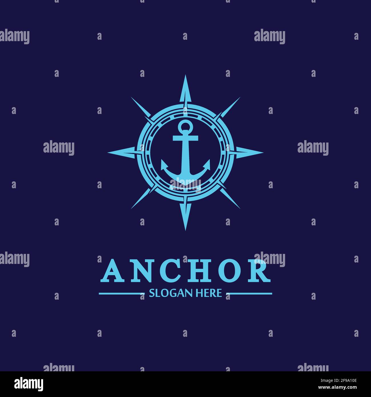 Anker Kompass Konzept Symbol Logo Vektor Illustration Design, Nautische Logo Vorlage. Flaches Design auf dem Hintergrund. Stock Vektor