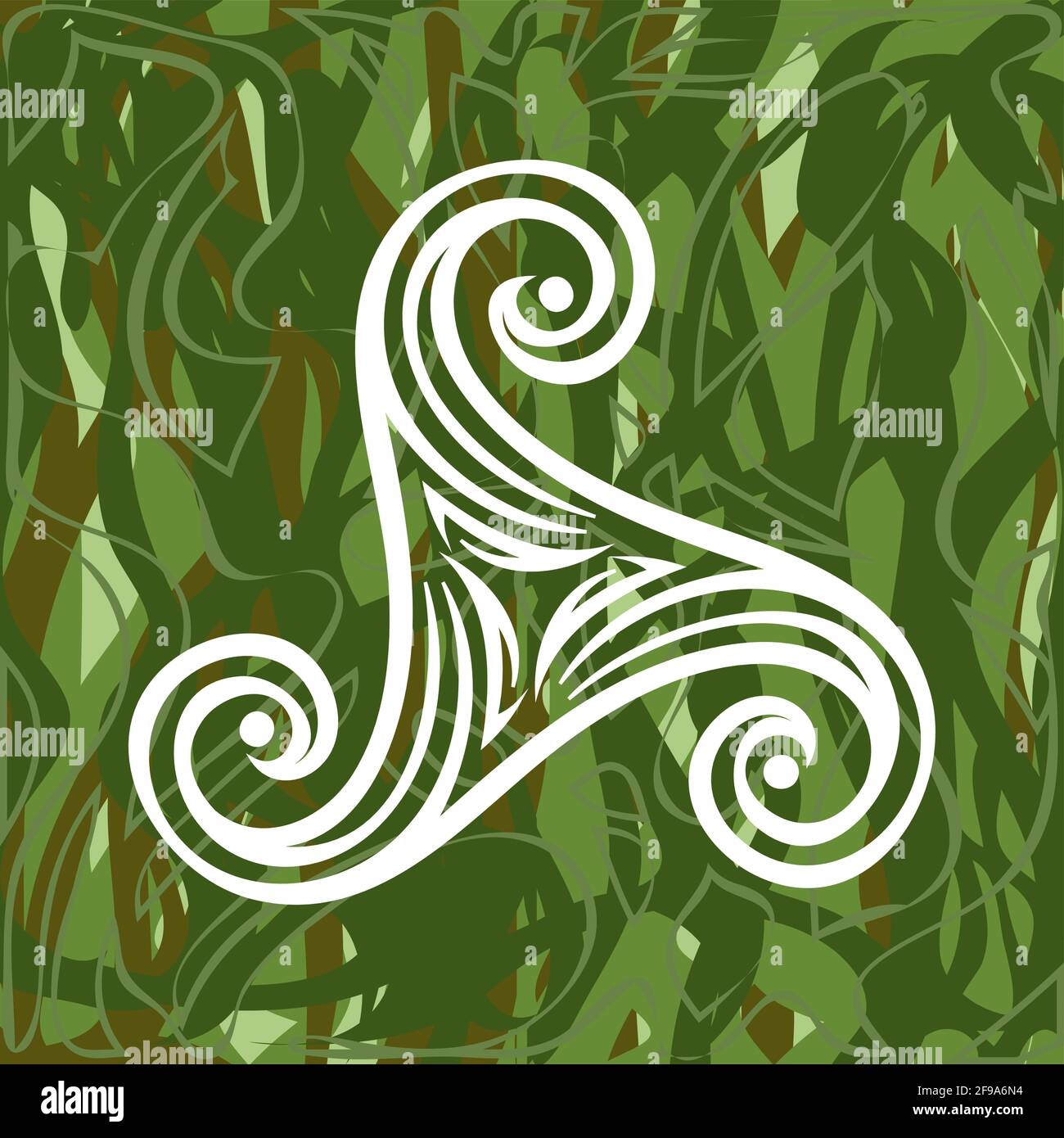 Weisse Heidnische Keltische Druiden Symbol Triskele Auf Grunem Grashintergrund Stock Vektorgrafik Alamy