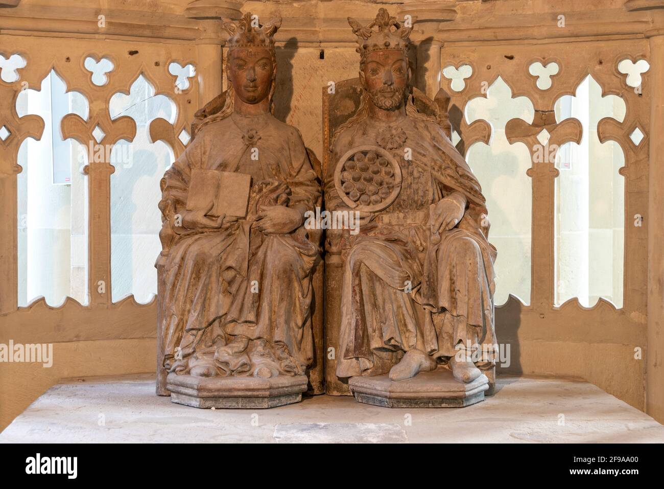 Deutschland, Sachsen-Anhalt, Magdeburg, Herrscherpaar in der Grabeskapelle, interpretiert als Königin Editha und Kaiser Otto, Magdeburger Dom Stockfoto