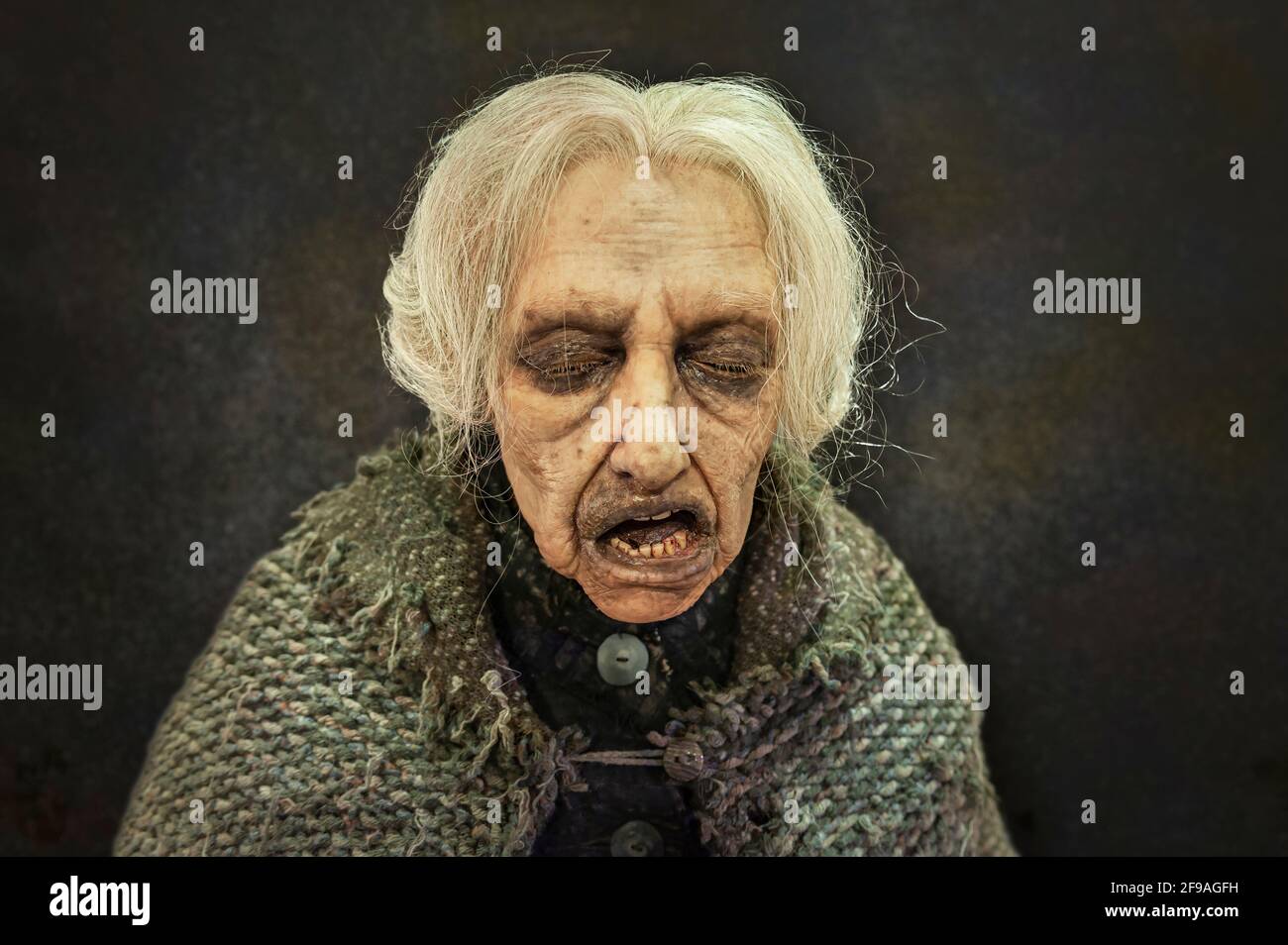 Bathilda Bagshot. Harry Potter Filmrequisite bei der Warner Bros. Studio Tour, The Making of Harry Potter, Leavesden, Watford London Stockfoto