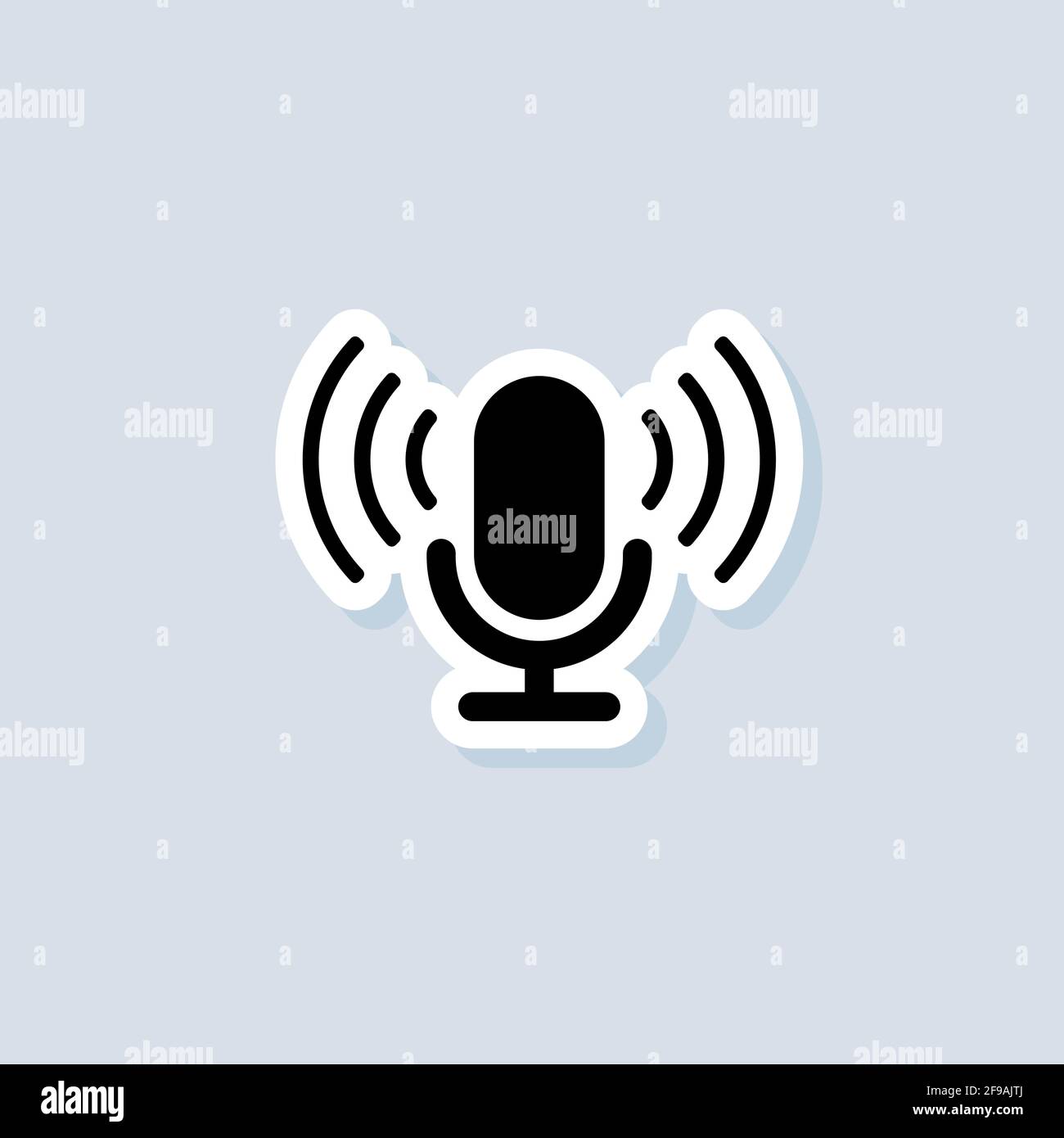 Podcast-Aufkleber. Mikrofonsymbol. Logo, Anwendung, Benutzeroberfläche. Podcast-Radiosymbole. Vektor auf isoliertem Hintergrund. EPS 10. Stock Vektor