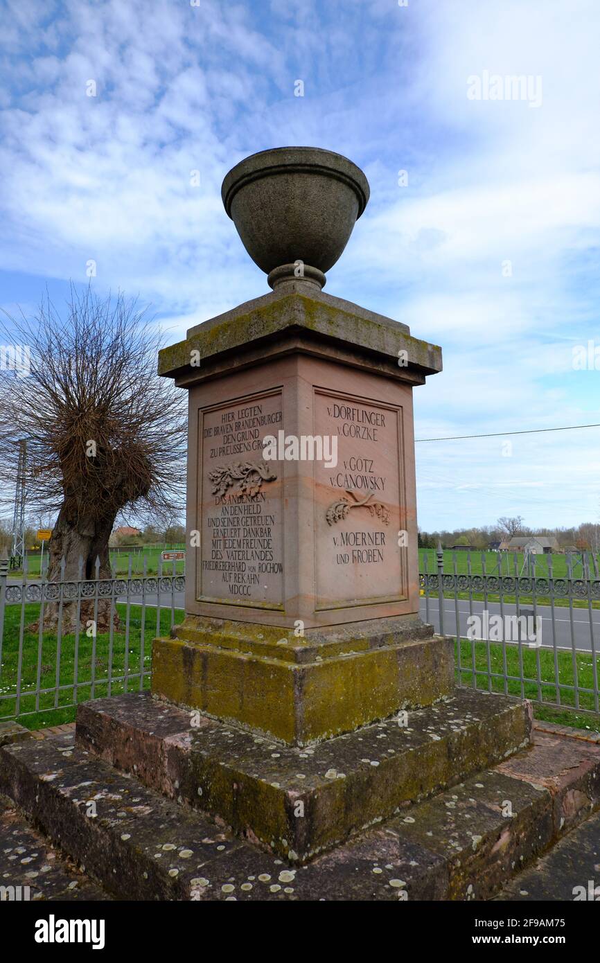 Hakenberg Memorial (19. Jahrhundert) - Schlacht von Fehrbellin 1675 Stockfoto