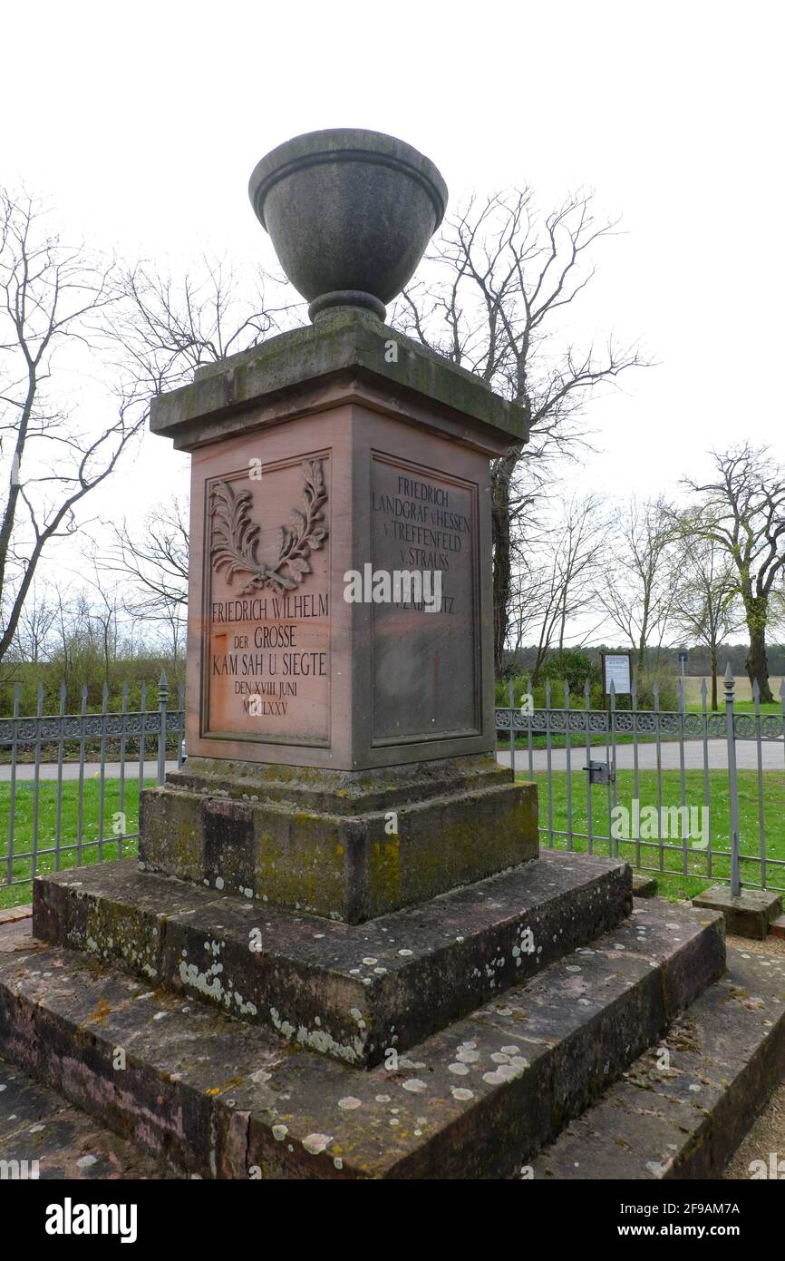 Hakenberg Memorial (19. Jahrhundert) - Schlacht von Fehrbellin 1675 Stockfoto