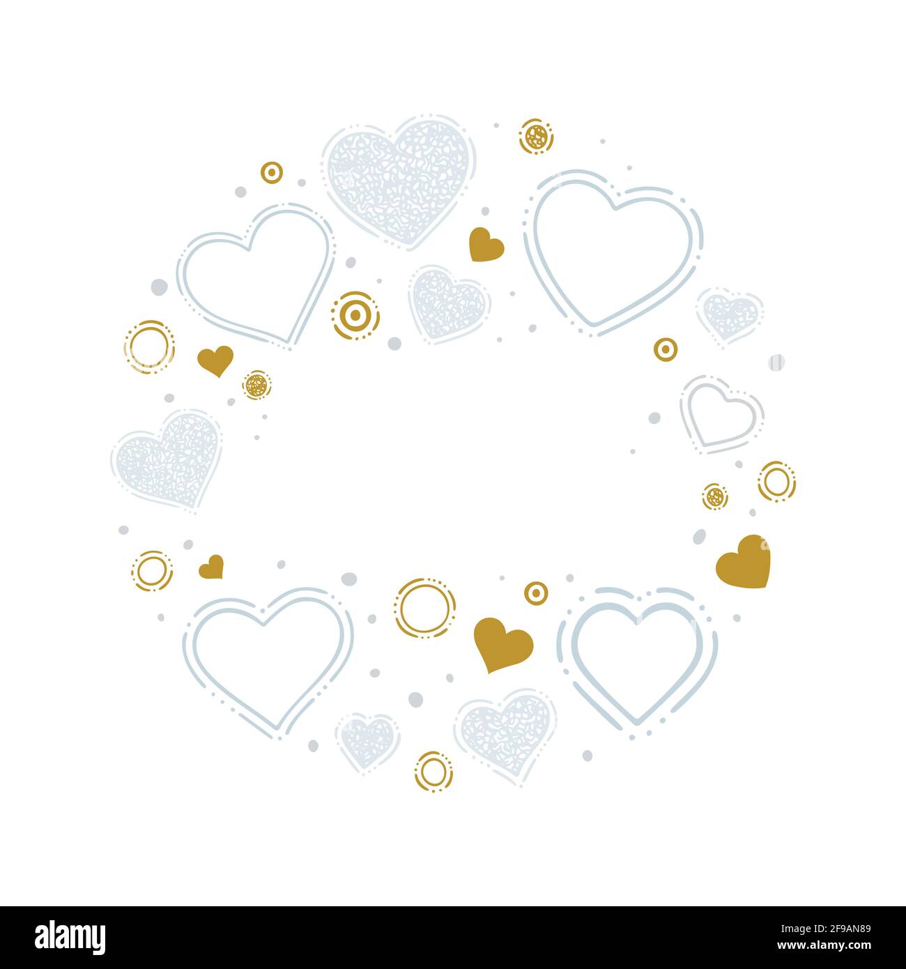Herzen. Handgezeichnete Herzen und Designelemente Illustration mit Textstelle. Doodle Zeichnung romantischen Hintergrund mit verschiedenen Herzen Symbole. Teil von Stock Vektor