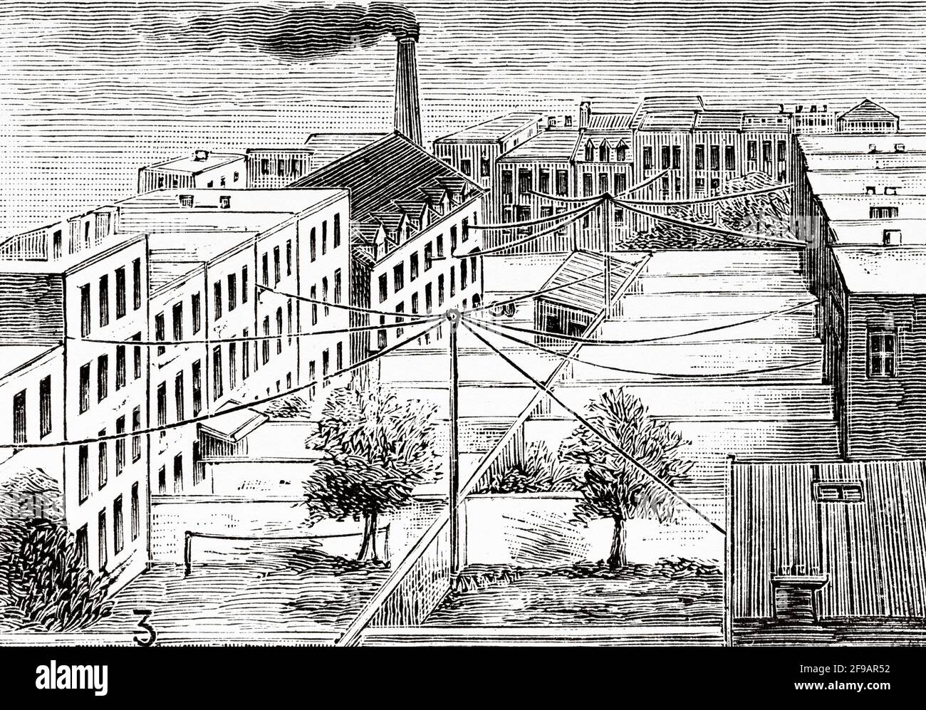 Die Elektrische Installation In Den Vereinigten Staaten In Den Späten 1800Er  Jahren, Einträge Durch Die Kurse. Usa. Alte, Gravierte Illustration Aus Dem  19. Jahrhundert Von La Nature 1889 Stockfotografie - Alamy