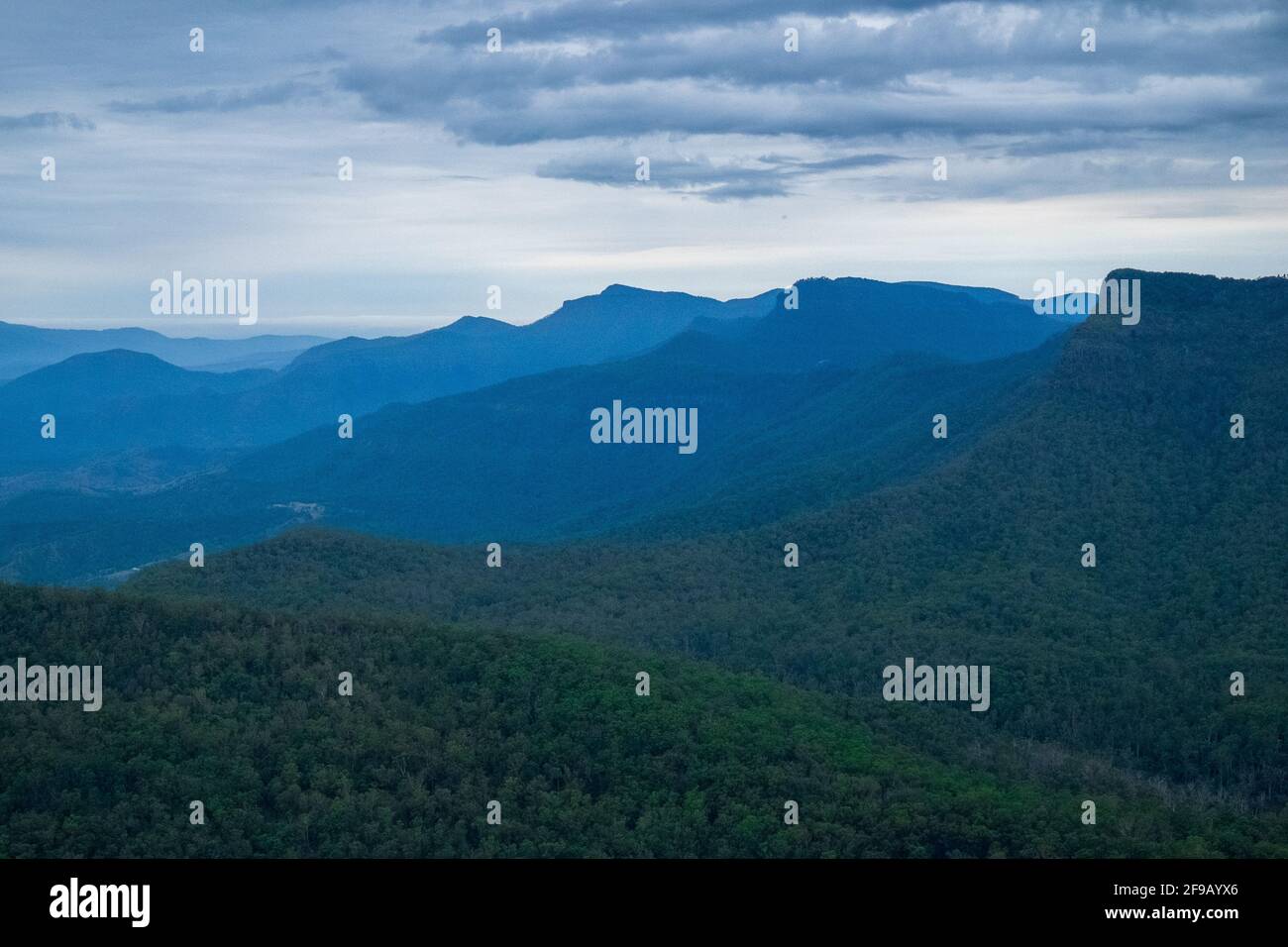 Blick vom Mount Mitchell, zeigt die Landschaft nach Osten. Stockfoto