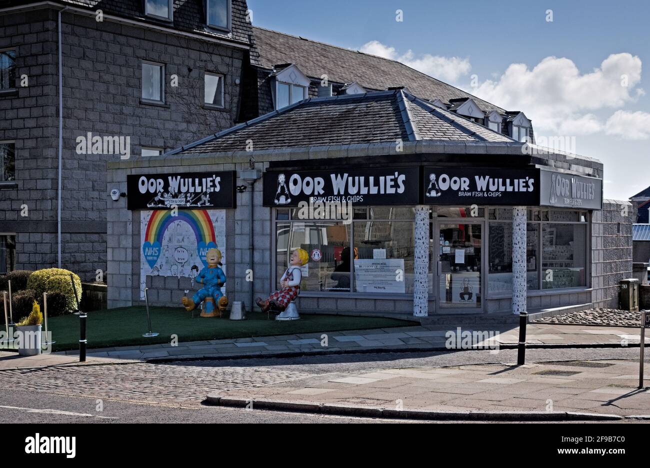 Oor Wullie's Fish and Chip Shop in Aberdeen Stockfoto