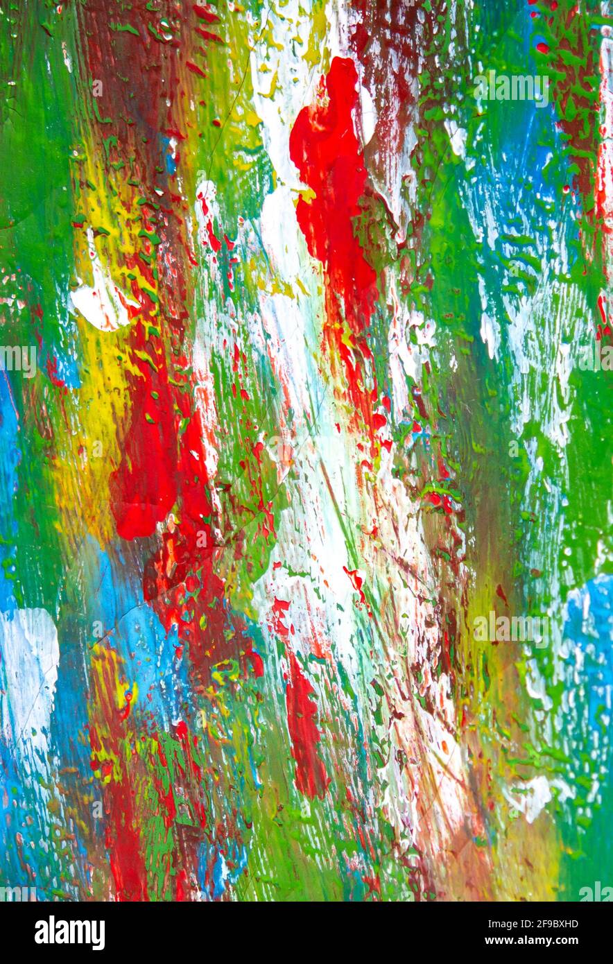 Bunte Pinselstriche auf weißem Papier. Abstrakter kreativer Hintergrund Stockfoto