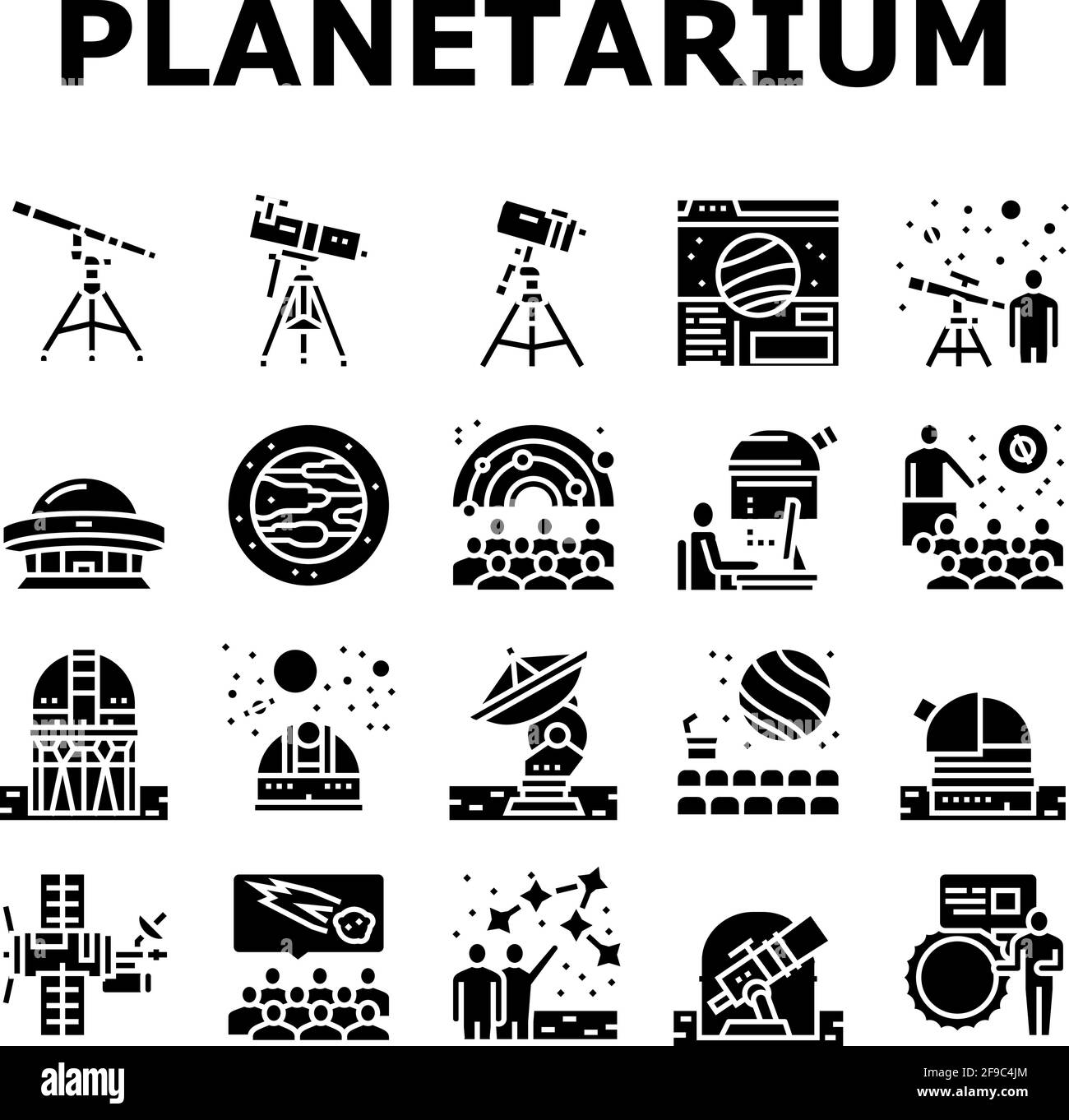 Planetarium Equipment Collection Icons Set Vector Stock Vektor