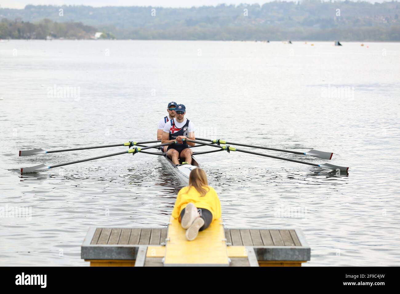 John Collins und Graeme Thomas aus Großbritannien treten an Die Doppelzweier der Männer Halbfinale A/B 1 am 2. Tag Bei den Rudereuropameisterschaften in La Stockfoto