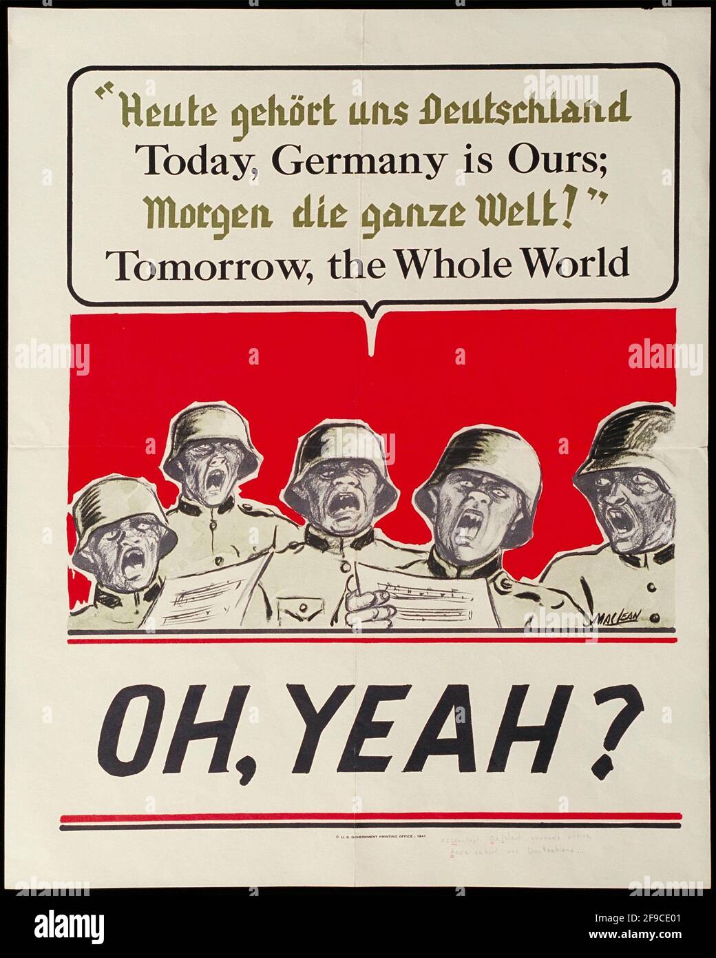 Ein amerikanisches Plakat für die Rekrutierung der amerikanischen Streitkräfte aus dem 2. Weltkrieg Stockfoto