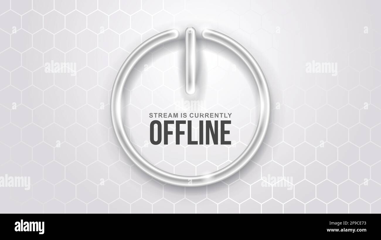 Shine 3d Metall off line Symbol im Hexagon Hintergrund. Offline Streaming Live-Stream-Spiel-Modus Hintergrund. Futuristische saubere Gaming-Vektor-Illustration Stock Vektor