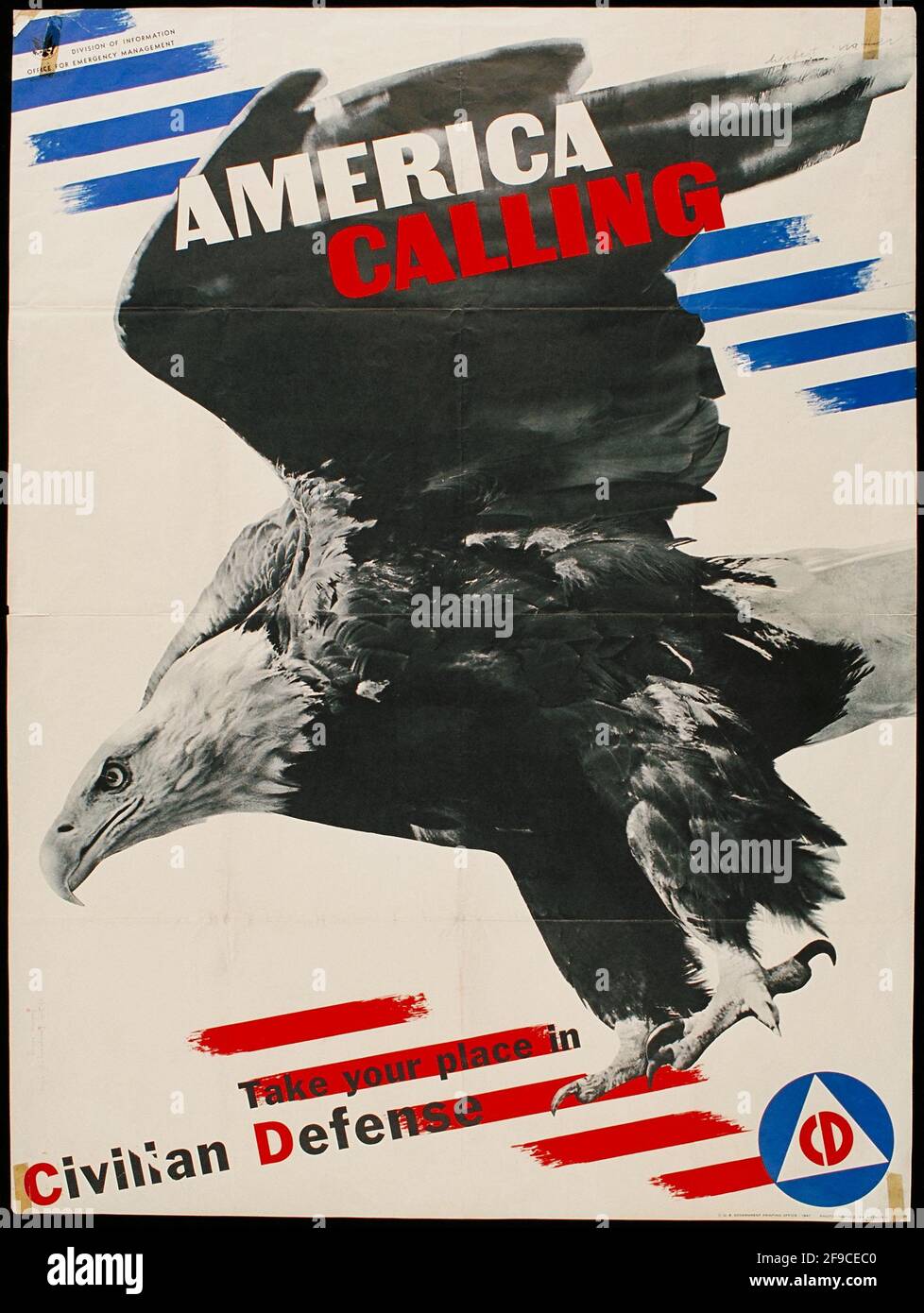 Ein amerikanisches Plakat für die Zivilverteidigung aus dem 2. Weltkrieg Stockfoto
