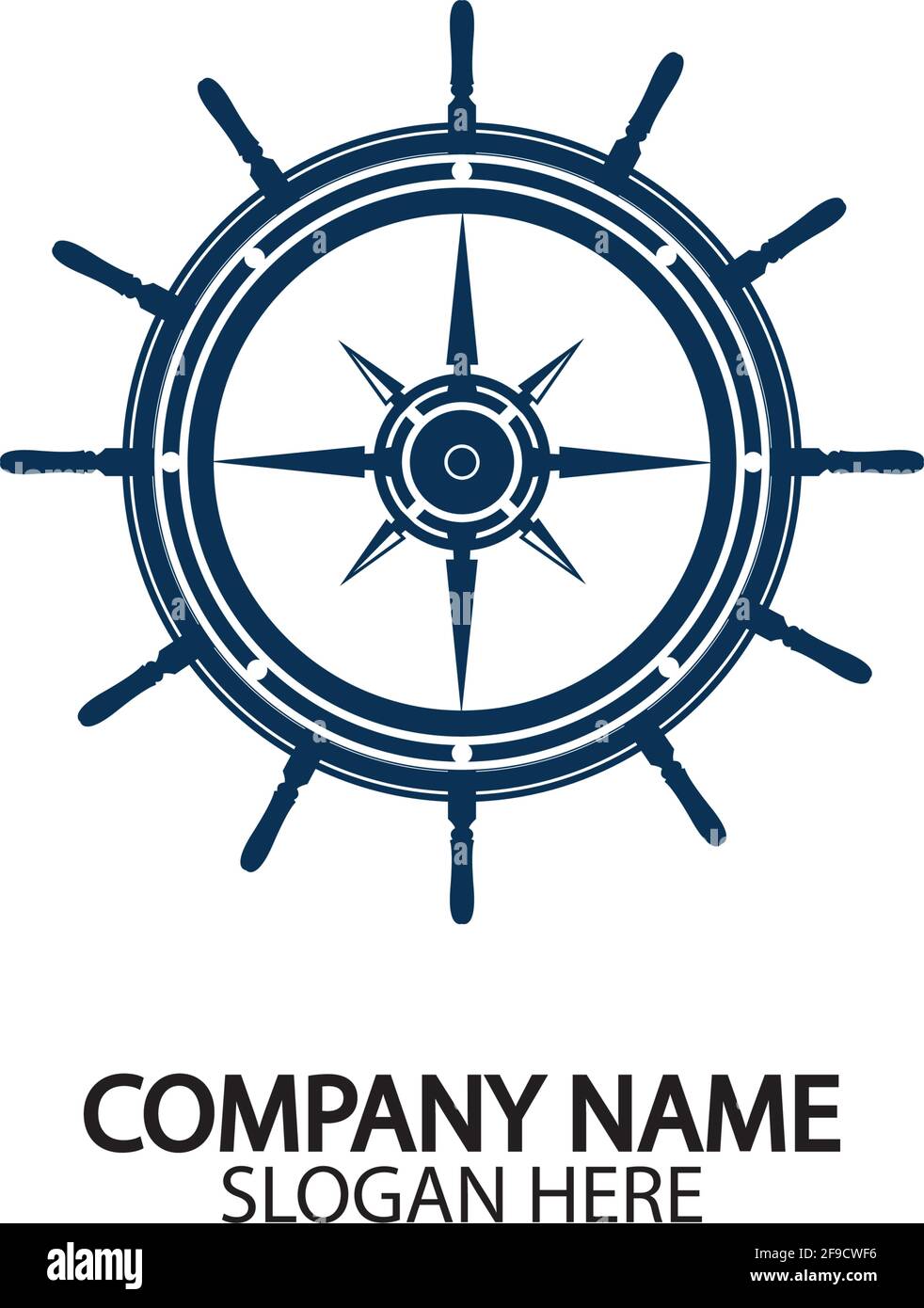 Schiffs Steuerrad und conpass Rose navigation Symbol oder Logo auf weissem Hintergrund - Vector Illustration Stock Vektor
