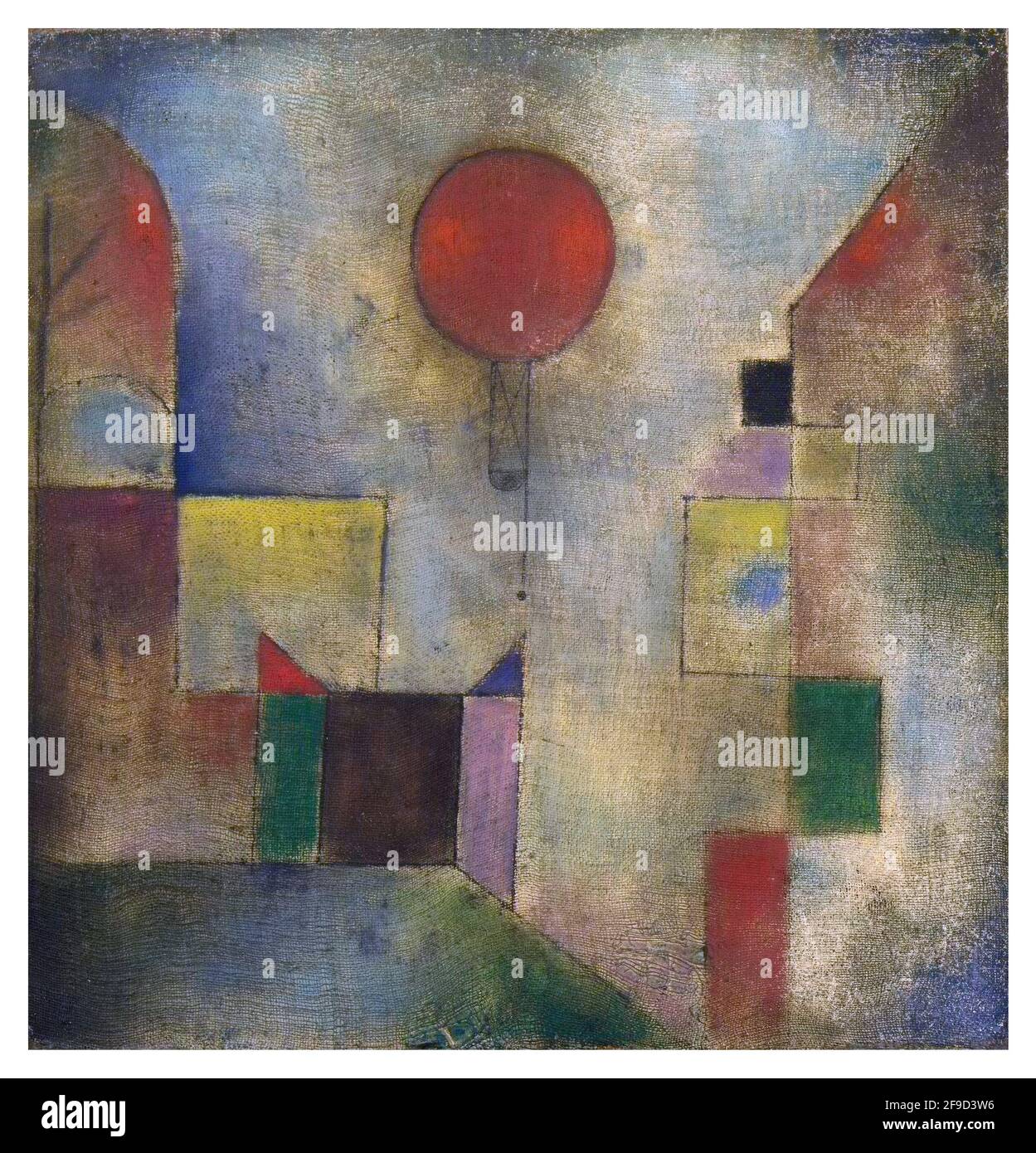 Roter Ballon, Öl auf kalkgrundiertem Gaze, an Bord montiert, 1922 – Kunst von Paul Klee (18. Dezember 1879 - 29. Juni 1940) Stockfoto