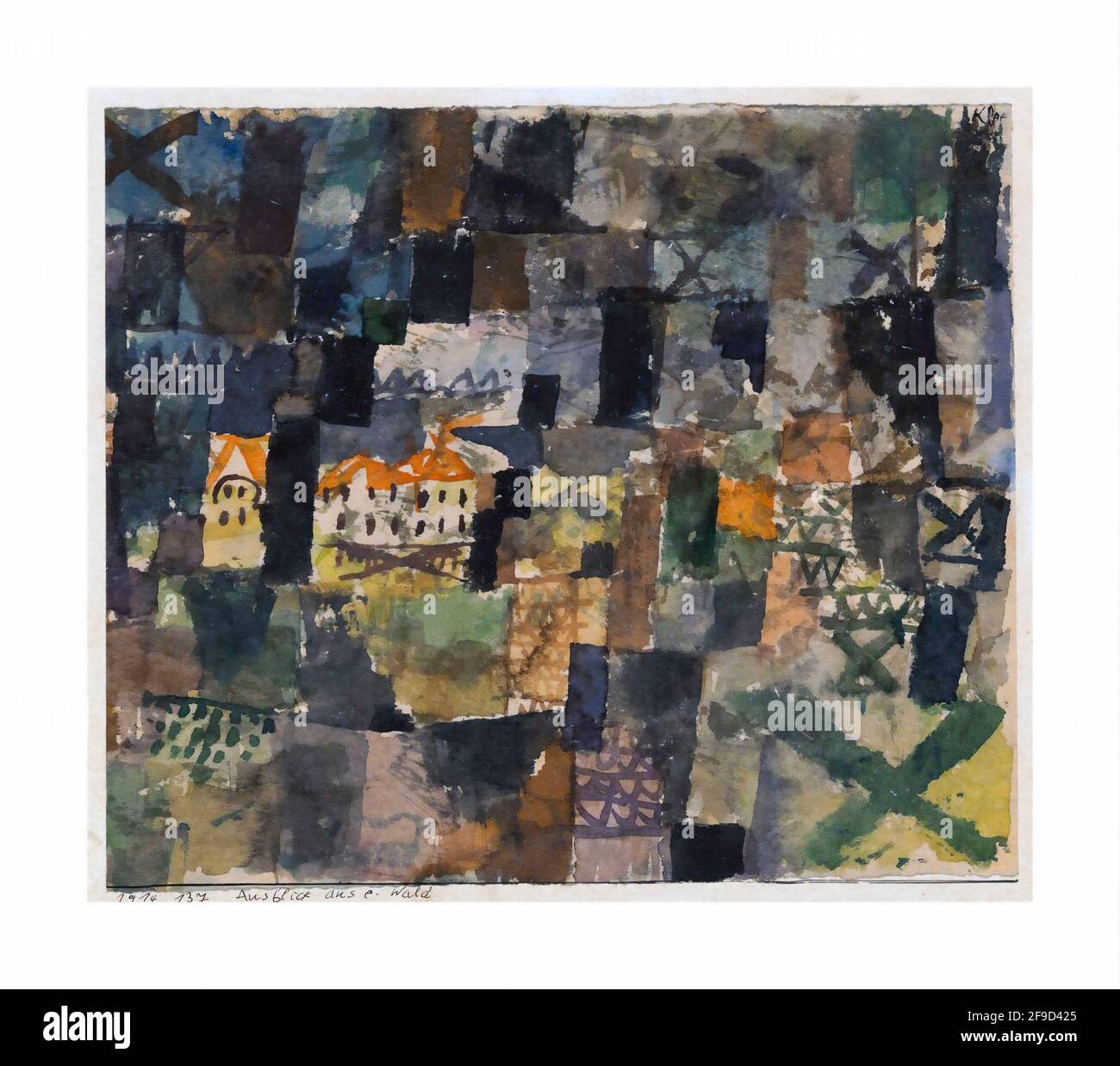 Ausblick aus E. Wald, 1914 – Kunst von Paul Klee (18. Dezember 1879 - 29. Juni 1940) Stockfoto